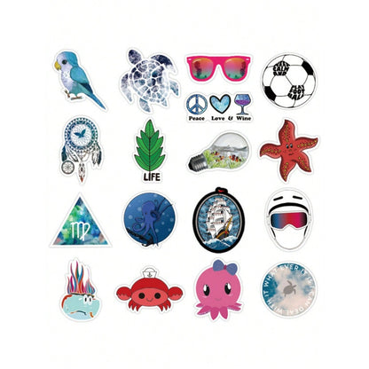 50PCS Cartoon Summer Beach Scenery Doodle Stickers Exquisite, Fashionable & Creative DIY Decorative Stickers for Notebooks Suitable for Cups, Helmets, Skateboards & Stationery Boxes