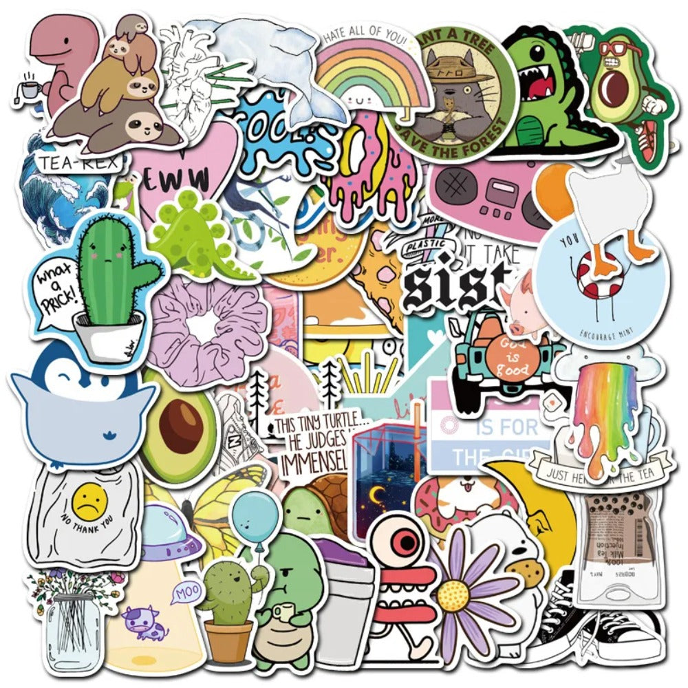 50PCS Breathable Zoo Stickers - Airy Animal Doodle Decals for Light Journaling, Mindful Planning & Whimsical DIY Decor