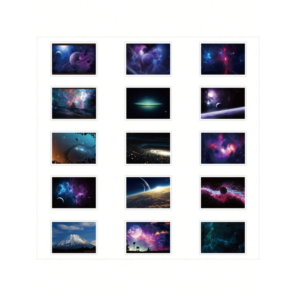 50PCS Dreamy Starry Sky Series Doodle Stickers Space Travel Cartoon Scenery Suitable for Skateboards, Guitars, Water Bottles, Helmets, Stationery Boxes, Desktop Decorations