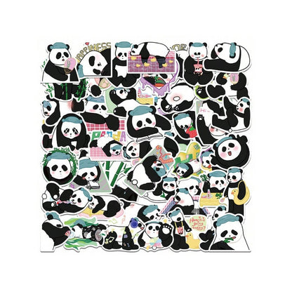 50PCS Cartoon Adorable Panda Animal Doodle Stickers Exquisite, Fashionable, Creative DIY Decorative Decals Suitable for Laptops, Guitars, Suitcases, Water Bottles, Helmets, Stationery Boxes, and Desktops