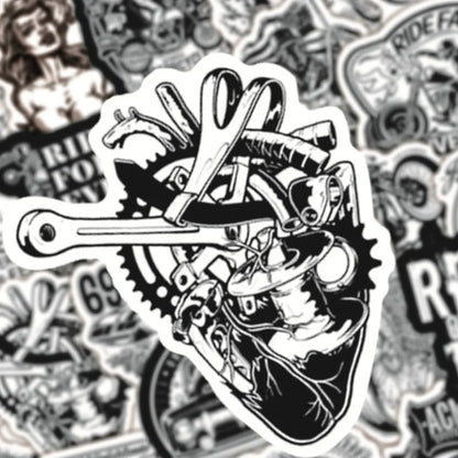 50PCS Black and White Retro Punk Cartoon Graffiti Stickers Perfect for Kids' Luggage, Water Bottles, Helmets, Skateboards, Guitars DIY Exquisite Desktop Decor Decals