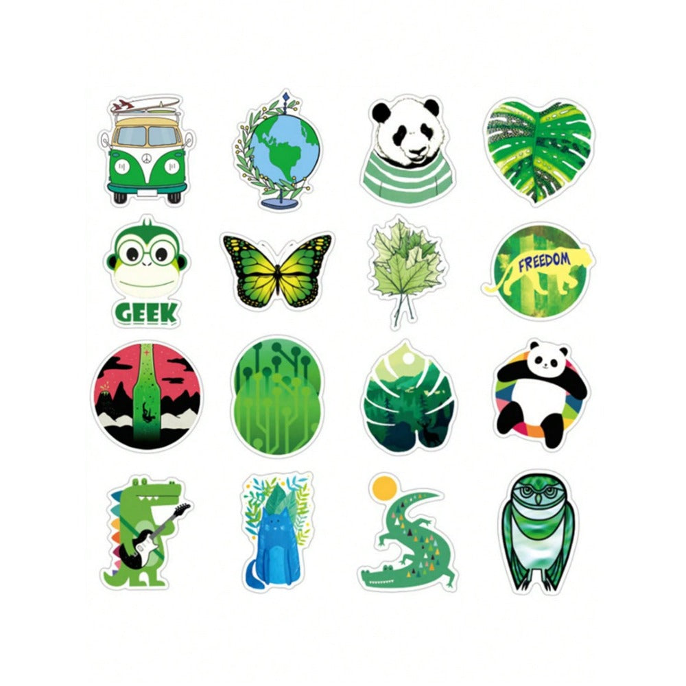 50PCS Cartoon Green Fresh Cute Girly Style Doodle Stickers Exquisite Fashion Creative DIY Decorative Sticker Decals for Notebooks Suitable for Mugs, Helmets, Skateboards, and Stationery Boxes