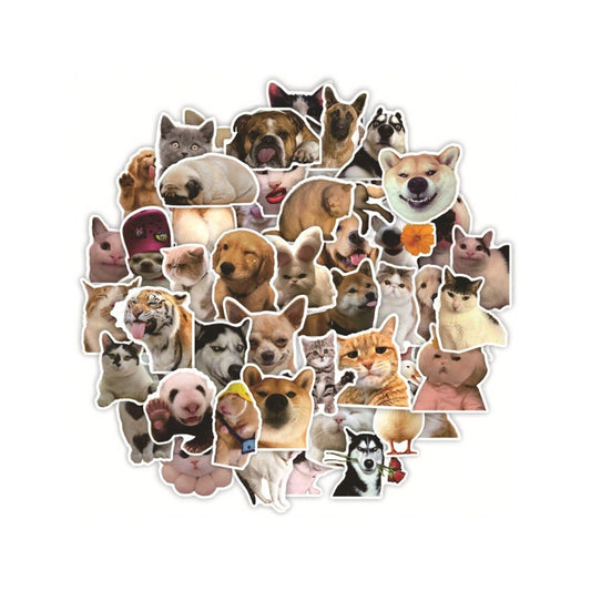 50PCS Adorable Cat & Dog Funny Emoticon Doodle Stickers Exquisite, Fashionable, Creative DIY Journal Decorations Suitable for Notebooks, Skateboards, Bags, Stationery Cases