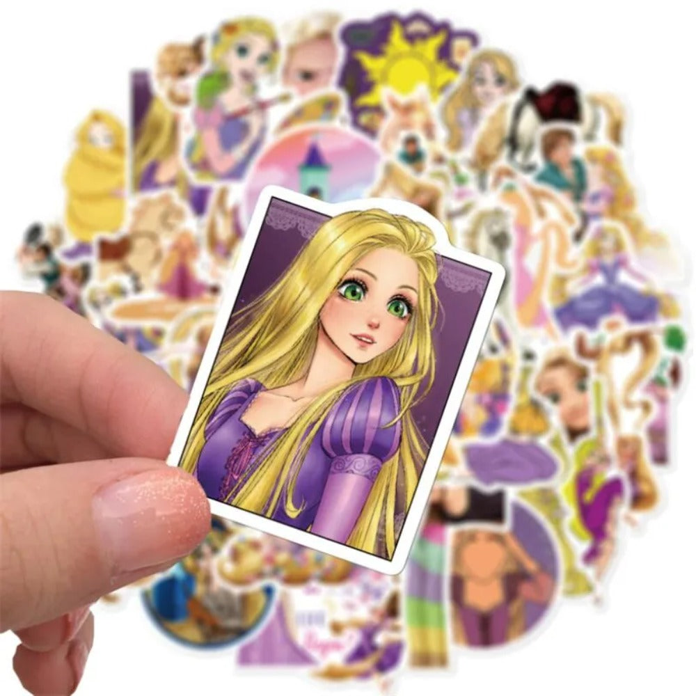 50PCS Animated Movie Princess Girls Cartoon Doodle Stickers for Suitcases, Laptops, Skateboards, Water Bottles, and Stationery Cases