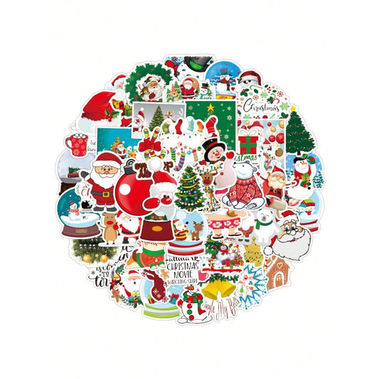 50PCS Cartoon Christmas Gift Doodle Stickers Festive, Stylish, Creative DIY Decorative Decals Perfect for Mugs, Helmets, Skateboards, Refrigerators, Laptops, Stationery Boxes, and Desks
