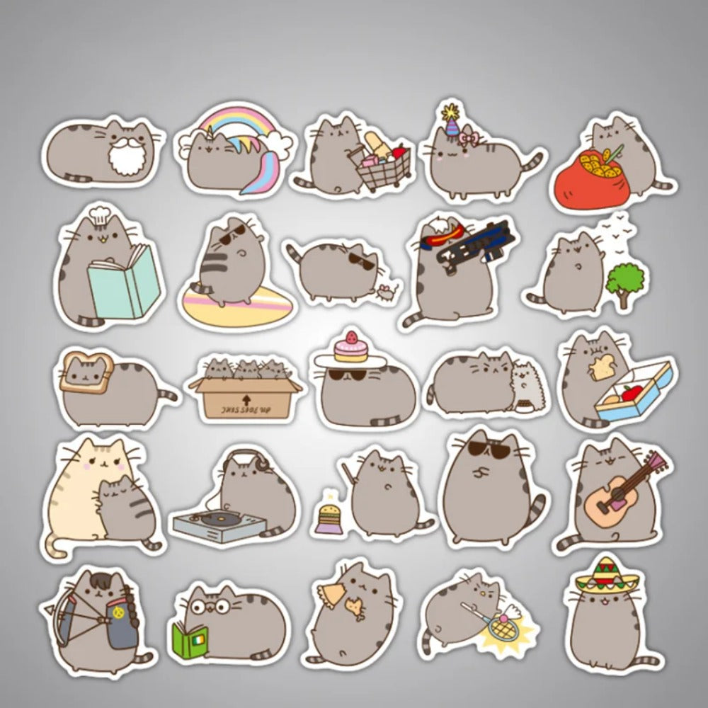 50PCS Cute Cartoon Chubby Cat Doodle Stickers Perfect for Phone Cases, Skateboards, Water Bottles, Helmets, Guitars, and Stationery Boxes Exquisite Creative Decorative Decals
