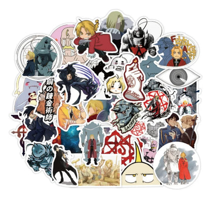 50PCS Fullmetal Alchemist Anime Doodle Stickers Perfect for Suitcases, Laptop Cases, Phone Cases, Skateboards, Stationery Boxes Exquisite Desktop Decorative Decals
