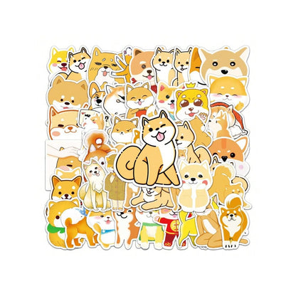 51PCS Adorable Cartoon Shiba Inu Animal Doodle Stickers Exquisite, Fashionable, Creative DIY Decorative Sticker Sheets Perfect for Notebooks, Helmets, Luggage, Refrigerators, Stationery Boxes, and Desktops
