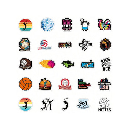 50PCS Cartoon Volleyball Sports Doodle Stickers Exquisite, Fashionable, Creative DIY Decorative Decals Suitable for Skateboard Helmets, Guitars, Refrigerators, Water Cups, Stationery Boxes, and Desktops