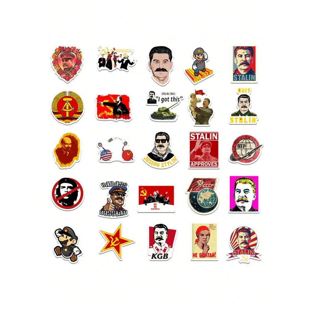 50PCS Art Illustration Retro Red WWII Series Decorative Style Graffiti Stickers Exquisite Fashion Creative DIY Decorative Decals Suitable for Mugs, Helmets, Skateboards, Pencil Cases, and Desktops