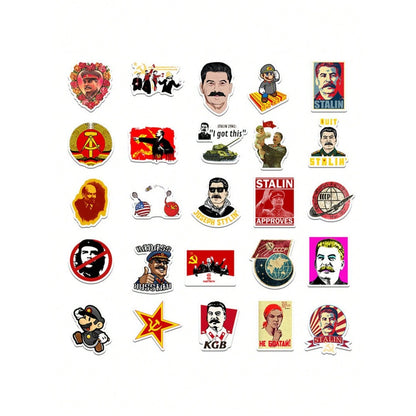 50PCS Art Illustration Retro Red WWII Series Decorative Style Graffiti Stickers Exquisite Fashion Creative DIY Decorative Decals Suitable for Mugs, Helmets, Skateboards, Pencil Cases, and Desktops