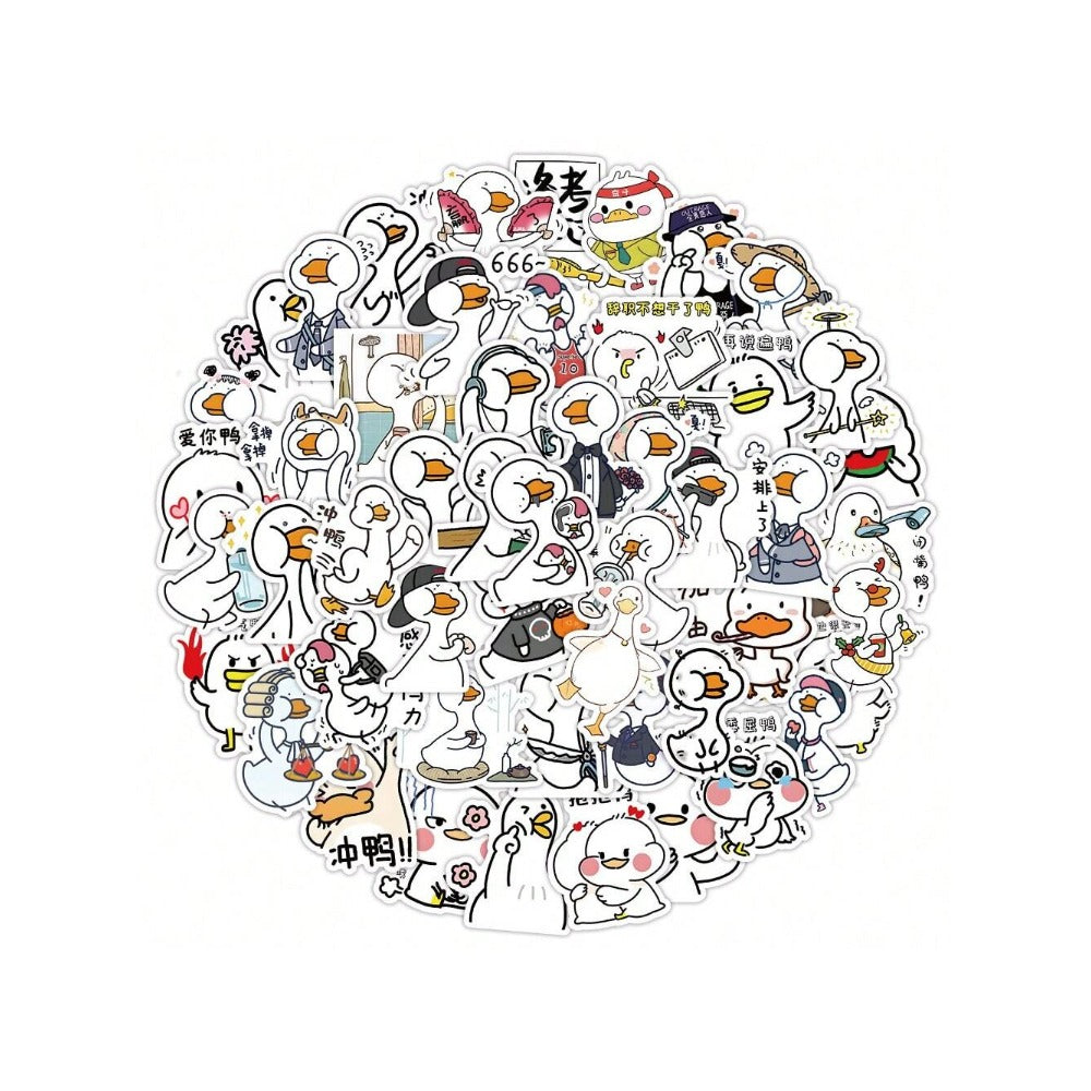 50PCS Adorable Duckling Animal Cartoon Doodle Stickers Exquisite and Stylish DIY Creative Decorative Stickers for Notebooks Suitable for Fridges, Water Bottles, Helmets, Guitars, Skateboards, and Stationery Boxes