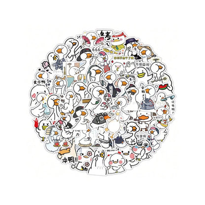 50PCS Adorable Duckling Animal Cartoon Doodle Stickers Exquisite and Stylish DIY Creative Decorative Stickers for Notebooks Suitable for Fridges, Water Bottles, Helmets, Guitars, Skateboards, and Stationery Boxes