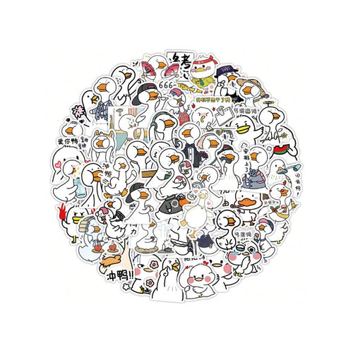 50PCS Adorable Duckling Animal Cartoon Doodle Stickers Exquisite and Stylish DIY Creative Decorative Stickers for Notebooks Suitable for Fridges, Water Bottles, Helmets, Guitars, Skateboards, and Stationery Boxes
