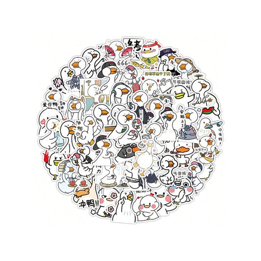 50PCS Adorable Duckling Animal Cartoon Doodle Stickers Exquisite and Stylish DIY Creative Decorative Stickers for Notebooks Suitable for Fridges, Water Bottles, Helmets, Guitars, Skateboards, and Stationery Boxes