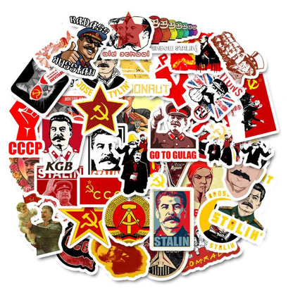 50PCS Art Illustration Retro Red WWII Series Decorative Style Graffiti Stickers Exquisite Fashion Creative DIY Decorative Decals Suitable for Mugs, Helmets, Skateboards, Pencil Cases, and Desktops
