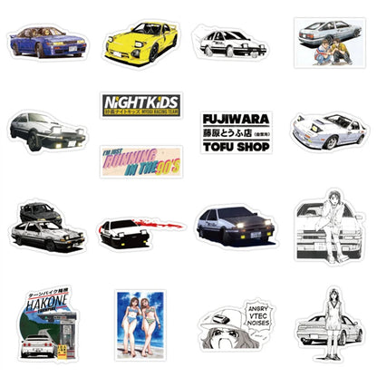 50PCS Cartoon Japanese Anime Character Initial D Graffiti Stickers Exquisite, Stylish, Creative DIY Journal Decorations Suitable for Cups, Helmets, Skateboards, Stationery Boxes, and Desktops