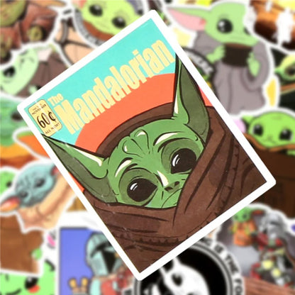 50PCS Cartoon Manloda Yoda Baby Doodle Stickers Perfect for Guitar, Skateboard, Water Bottle, Luggage, Helmet, Stationery Box Exquisite DIY Desktop Decor Decals
