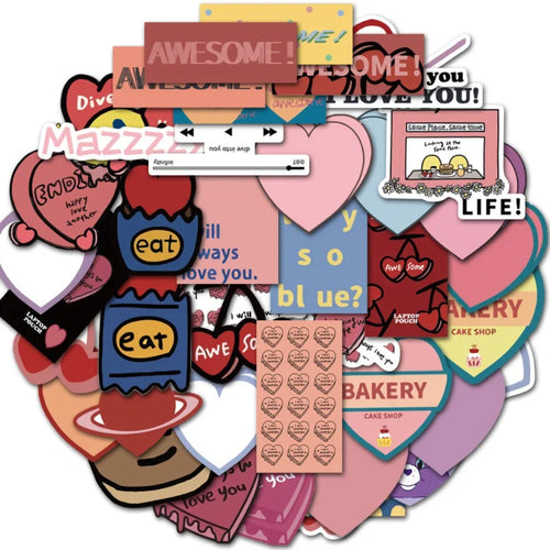 44PCS Algebraic Affection Stickers - Geometric Heart Equation Decals for Mathematical Romance Logs, Coordinate System Love Maps & Algorithmic Intimacy Projects