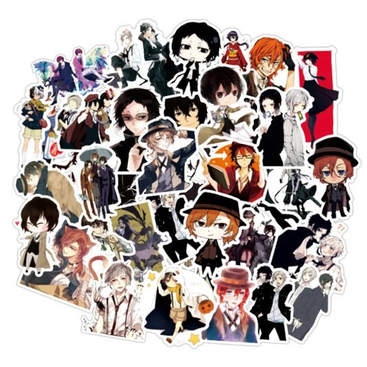 50PCS Anime Bungo Stray Dogs Cute Character Doodle Stickers Perfect for Suitcases, Laptops, Skateboards, Water Bottles, Helmets Exquisite Desktop Decor Decals