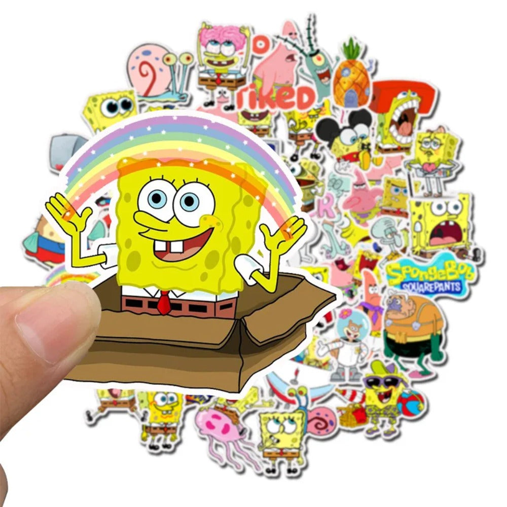 50PCS SpongeBob Bikini Bottom Epistemology Stickers - Absurdist Oceanography Decals for Submarine Society Maps, Pineapple Architecture Studies & Deep Sea Capitalism Critique