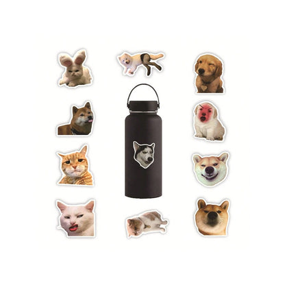 50PCS Adorable Cat & Dog Funny Emoticon Doodle Stickers Exquisite, Fashionable, Creative DIY Journal Decorations Suitable for Notebooks, Skateboards, Bags, Stationery Cases