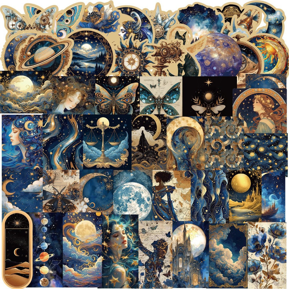50PCS Cartoon Cosmic Vortex Series Doodle Stickers Creative and Exquisite Decorative Stickers for Notebooks Suitable for Guitar Notebooks, Luggage, Water Bottles, and Stationery Cases