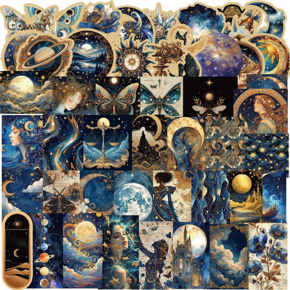 50PCS Cartoon Cosmic Vortex Series Doodle Stickers Creative and Exquisite Decorative Stickers for Notebooks Suitable for Guitar Notebooks, Luggage, Water Bottles, and Stationery Cases