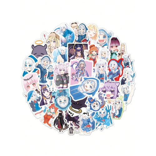 50PCS Art Illustration Popular Creative Cartoon Anime American Girl Characters GaruGula Decorative Style Graffiti Stickers Personality Fashion Creative Trend DIY Exquisite Decorative Decals for Cups, Helmets, Skateboards Popular Stickers Toys