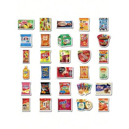 37PCS Cartoon Snack Packaging Doodle Stickers Exquisite, Fashionable, Creative DIY Journal Decorations Suitable for Cups, Helmets, Skateboards, and Stationery Cases