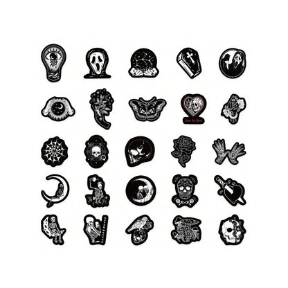 50PCS Cartoon Gothic Devil Black & White Punk Graffiti Stickers Exquisite Fashion Creative DIY Journal Decorative Decals Suitable for Skateboards, Guitars, Helmets, Bags, Stationery Cases