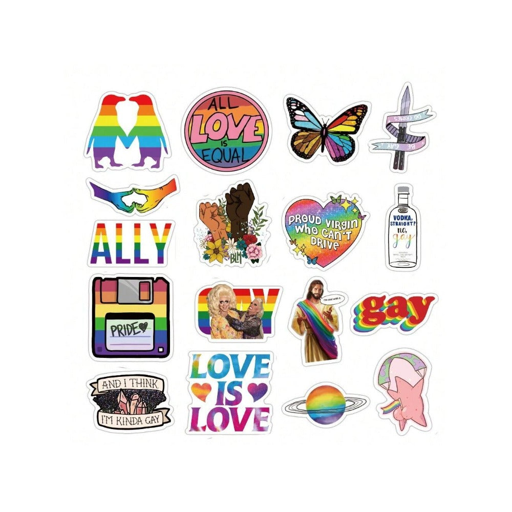 50PCS Gay Cartoon Doodle Stickers - Exquisite, Fashionable, Creative DIY Journal Decor Decals Suitable for Furniture, Skateboards, Helmets, Luggage, Laptops, and Stationery Boxes