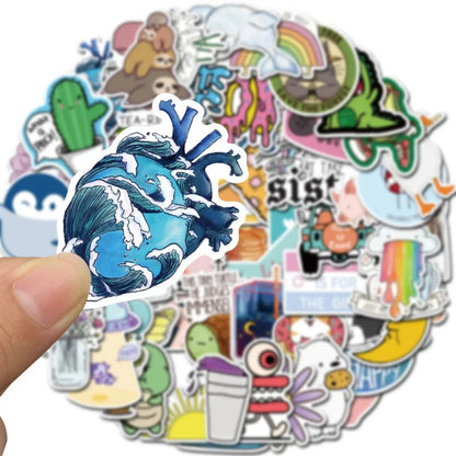 50PCS Breathable Zoo Stickers - Airy Animal Doodle Decals for Light Journaling, Mindful Planning & Whimsical DIY Decor