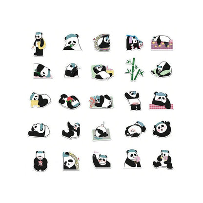 50PCS Cartoon Adorable Panda Animal Doodle Stickers Exquisite, Fashionable, Creative DIY Decorative Decals Suitable for Laptops, Guitars, Suitcases, Water Bottles, Helmets, Stationery Boxes, and Desktops