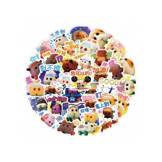 40PCS Cartoon Guinea Pig Doll Doodle Stickers Exquisite, Fashionable, Creative DIY Journal Decorations Suitable for Cups, Helmets, Skateboards, and Stationery Cases