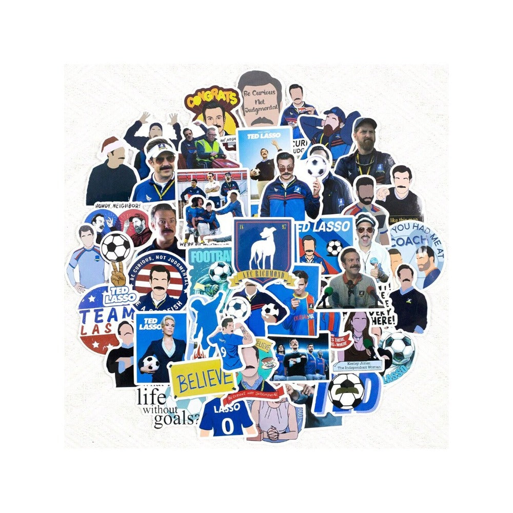 50PCS Ted Coach Doodle Stickers for Luggage, Skateboards, Laptops, Water Bottles, Stationery Boxes, and Beautiful Desktop Decor