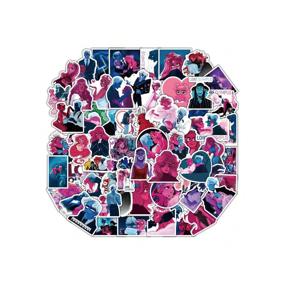50PCS Cartoon Comic Olympus Doodle Stickers Exquisite and Stylish DIY Journal Decorative Decals Suitable for Helmets, Laptops, and Stationery Boxes