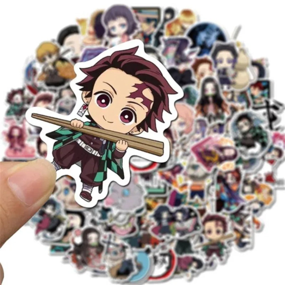 50PCS Demon Slayer Cartoon Doodle Stickers - Stylish Creative DIY Decor for Notebooks, Cups, Helmets, Skateboards, Guitars, and Stationery Boxes