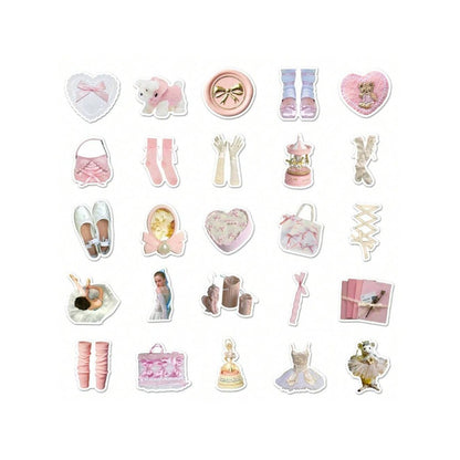 50PCS Cartoon Ballet-Style Doodle Stickers Exquisite and Fashionable DIY Creative Decorative Decals Suitable for Helmets, Laptops, Skateboards, Water Bottles, and Stationery Cases