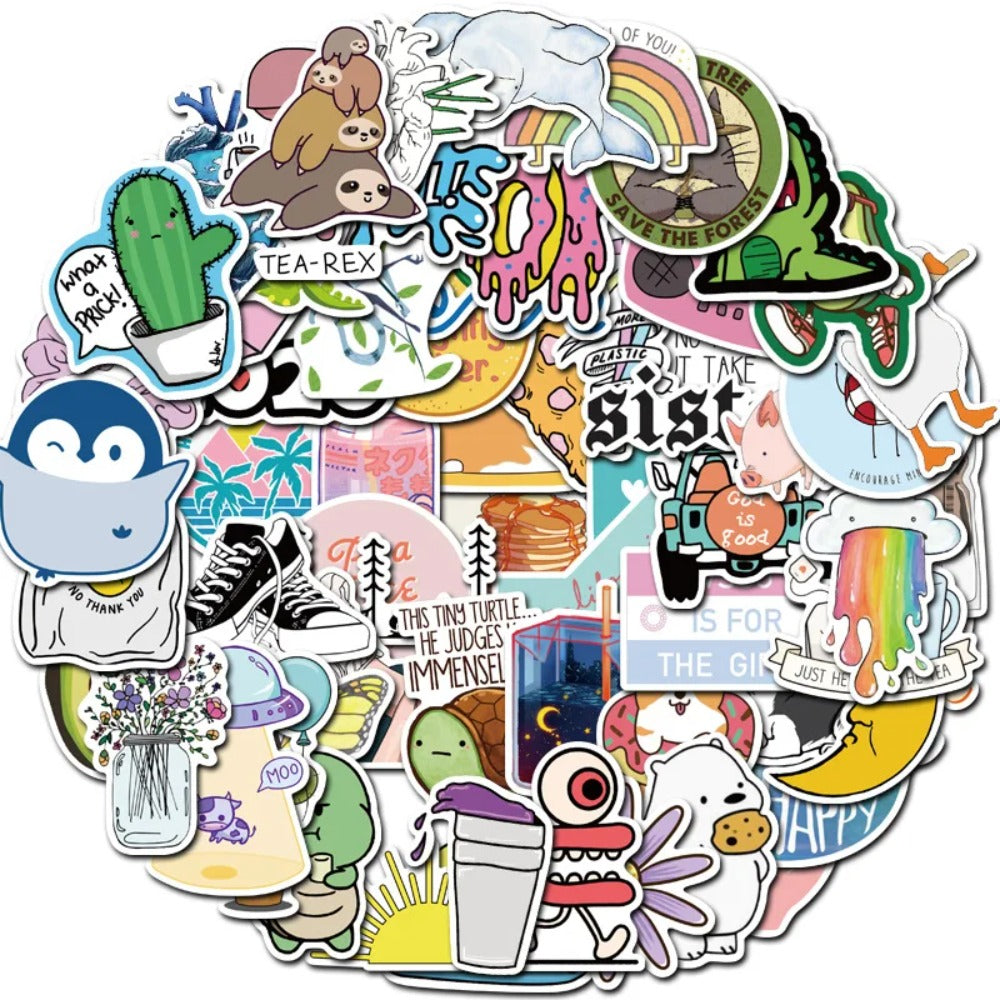 50PCS Breathable Zoo Stickers - Airy Animal Doodle Decals for Light Journaling, Mindful Planning & Whimsical DIY Decor