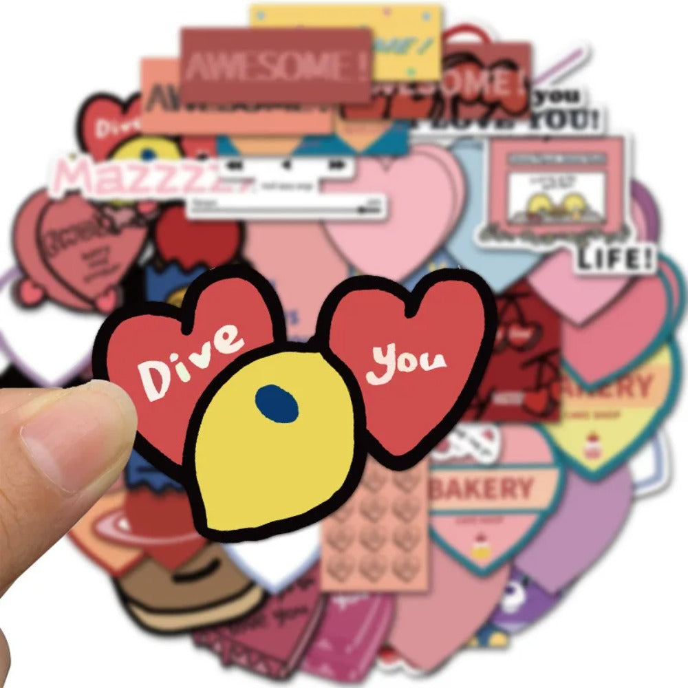 44PCS Algebraic Affection Stickers - Geometric Heart Equation Decals for Mathematical Romance Logs, Coordinate System Love Maps & Algorithmic Intimacy Projects