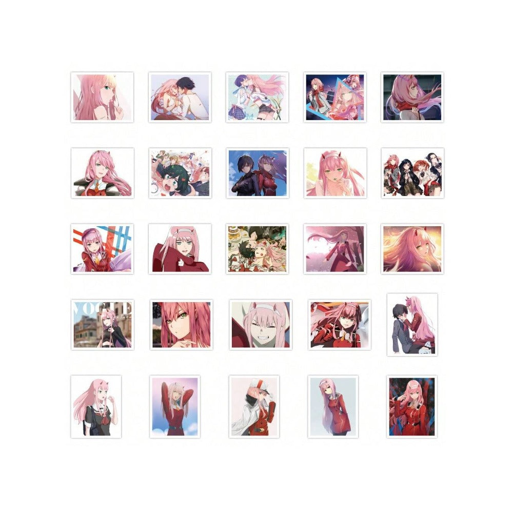 50PCS Anime DARLING in The FRANXX HIRO Zero Two 02 Doodle Stickers Exquisite, Fashionable, Creative DIY Decorative Stickers for Notebooks Suitable for Luggage, Laptops, Skateboards, Guitars, and Stationery Cases