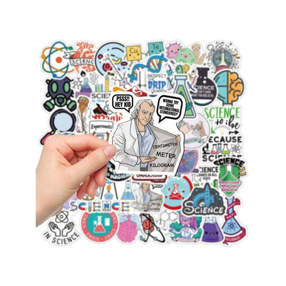 50PCS Fun Doodle Stickers for Laboratory Physics and Chemistry Experiments Perfect for Decorating Suitcases, Laptop Cases, Phone Cases, and Stationery Boxes