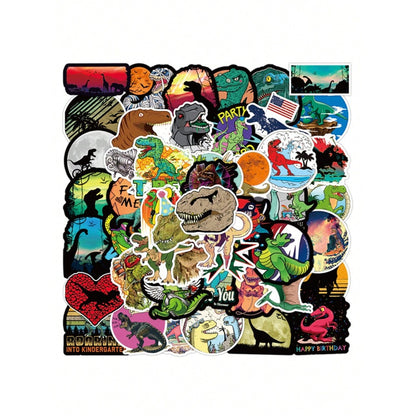 50PCS Cartoon Dinosaur World Doodle Stickers Exquisite, Stylish & Creative DIY Decorative Stickers for Notebooks Suitable for Cups, Helmets, Skateboards, Fridges & Stationery Boxes