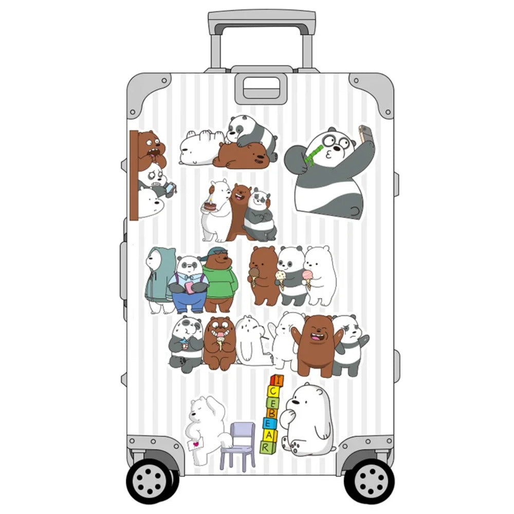36PCS Cartoon Animation Cute Black & White Bear Doodle Stickers Exquisite Fashion Creative DIY Decorative Sticker Art Perfect for Notebooks, Cups, Helmets, Skateboards, and Stationery Cases