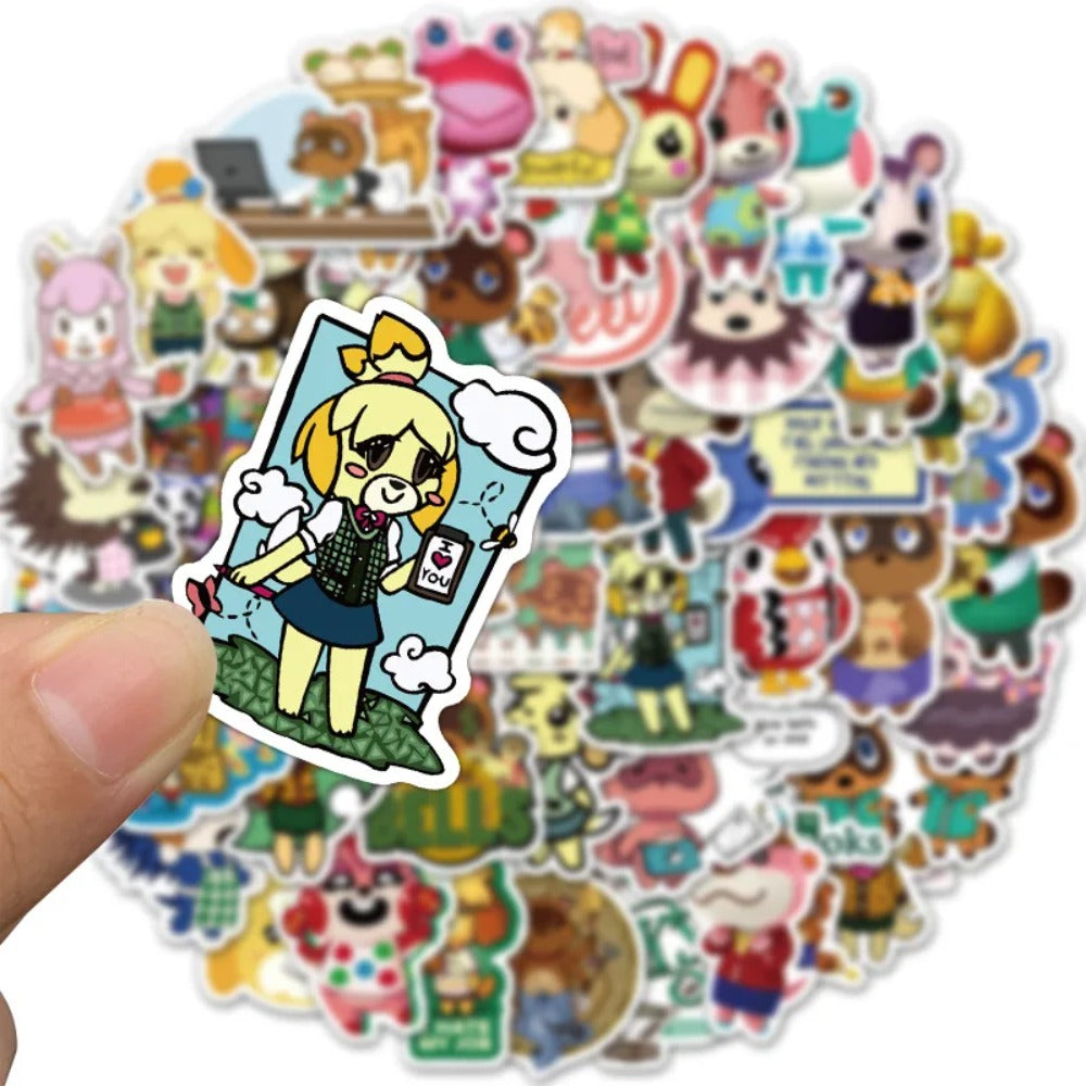 50PCS Animal Crossing Inspired Stickers - Chill Island Life Doodle Decals for Planners, Switch Consoles & Cozy Gaming Merch Collection