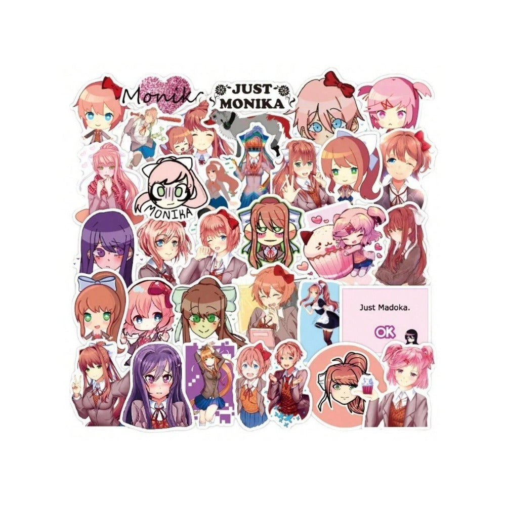 50PCS Anime Cartoon Monica Doodle Stickers - Exquisite, Fashionable, Creative DIY Journal Decorations Suitable for Helmets, Water Bottles, Guitars, Skateboards, and Stationery Cases