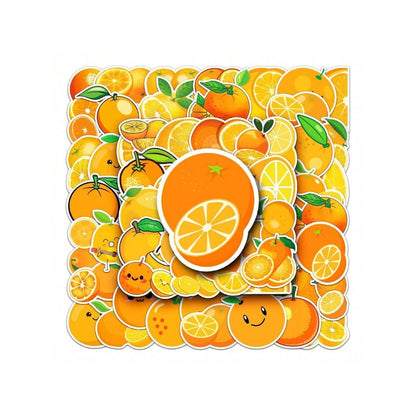 50PCS Cartoon Orange Fruit Doodle Stickers for Refrigerator, Laptop, Phone Case, Skateboard, Stationery Box, and Desktop Decor