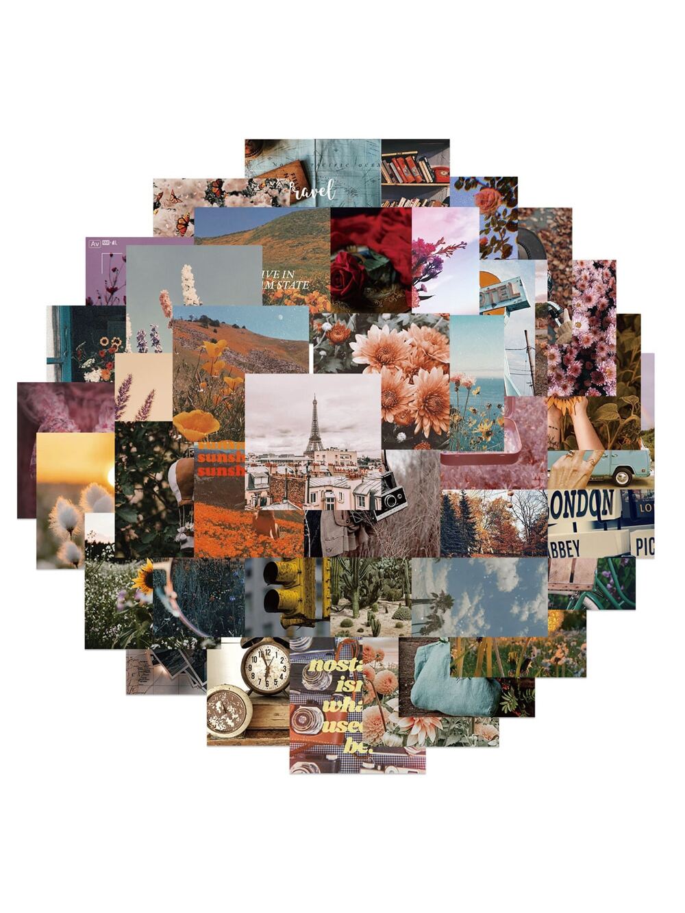 56pcs Retro Landscape Picture Sticker For Luggage Cup Waterproof Decal