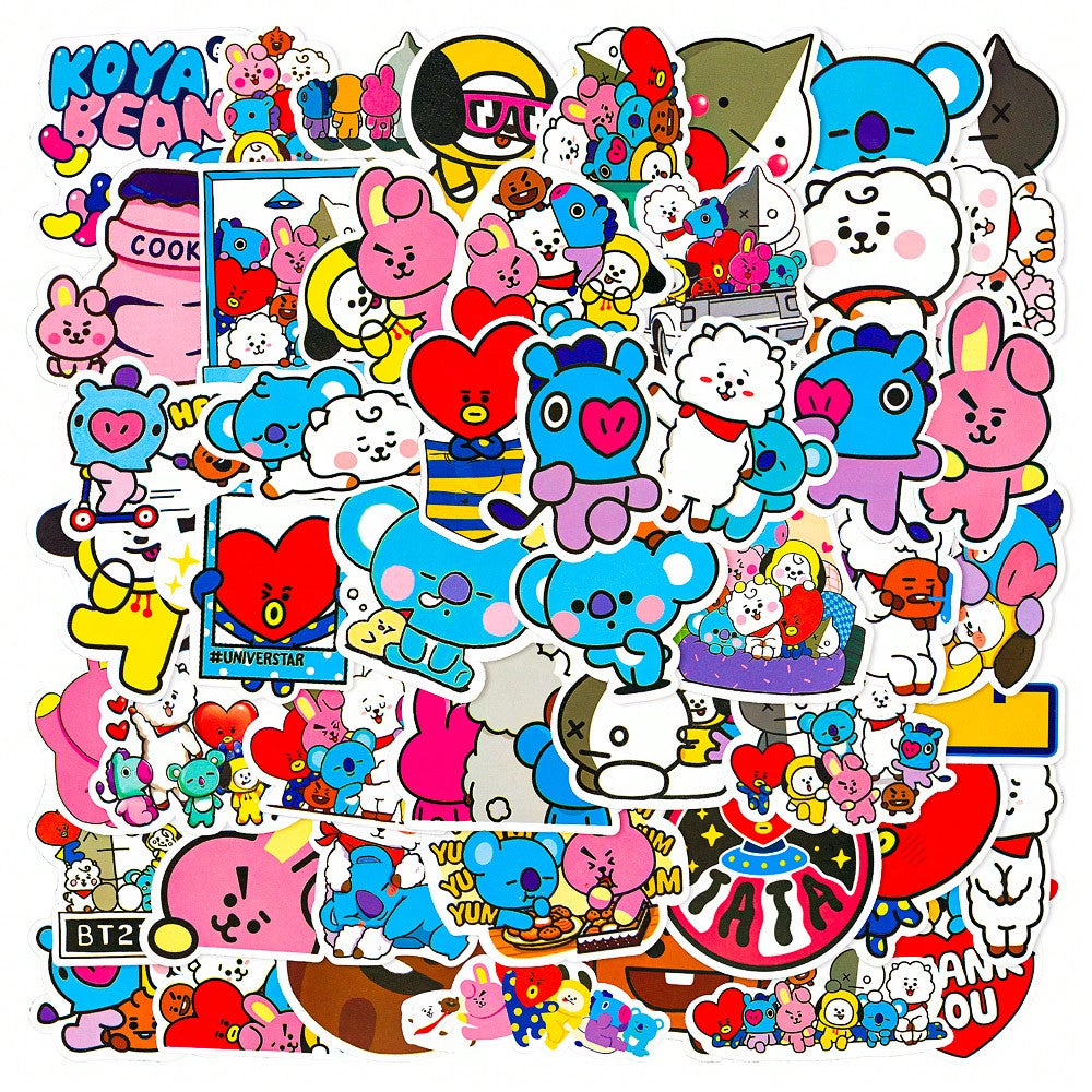 50PCS Cartoon Cute Stickers Graffiti Refrigerator Laptop Mobile Phone Water Cup Motorcycle Guitar Skateboard Decoration
